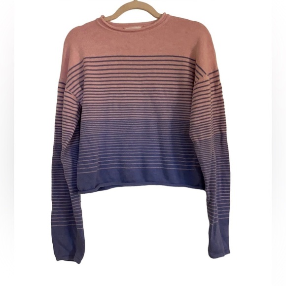 XIRENA / pink purple ombré gradient striped crop roll neck knit sweater small S - Picture 1 of 7